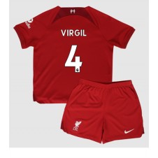 Liverpool Virgil van Dijk #4 Hemmaställ Barn 2022-23 Korta ärmar (+ Korta byxor)